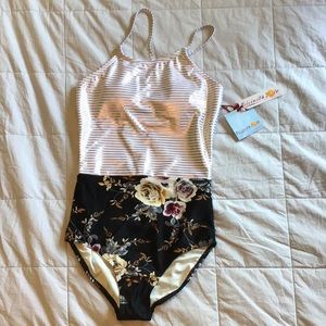 Sailor Back High Neck One Piece swimsuit.